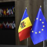 Small,Flags,Of,Republic,Of,Moldova,And,European,Union,On